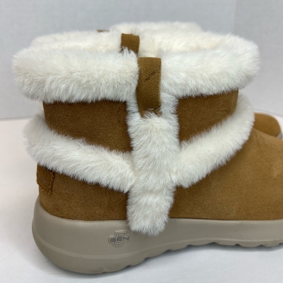 Skechers Women's On the GO Joy Winter Ankle Boots Faux Fur Chesnut Sz 9M XLNT! - Picture 6 of 16
